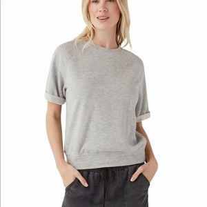 Splendid Light Gray Rolled Sleeve Sweatshirt